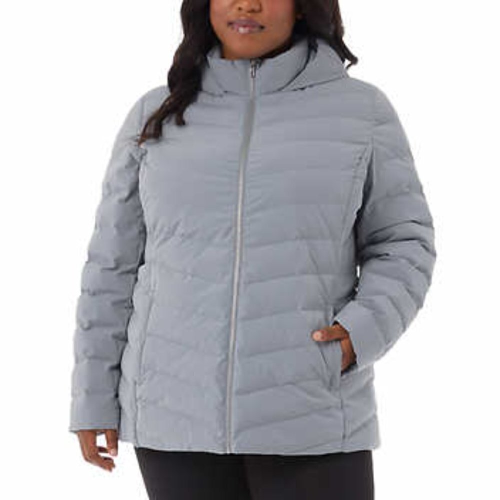 32 Degrees Women's Blue Plus Size Power Tech Coat Fleece Lined Pockets